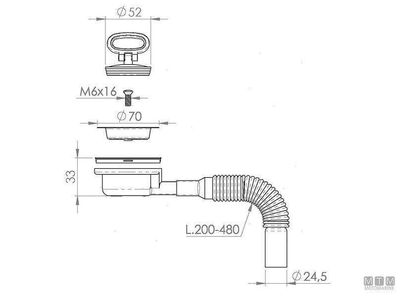 PILETTA GRANDE D70 CON ESTENSIBILE D25 