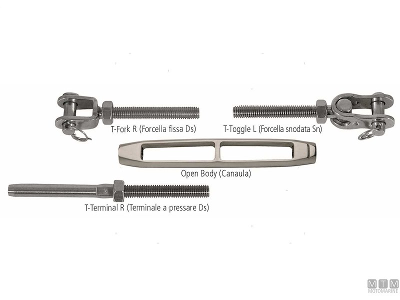 Tenditori Componibili Inox AISI 316 Open Body UNF