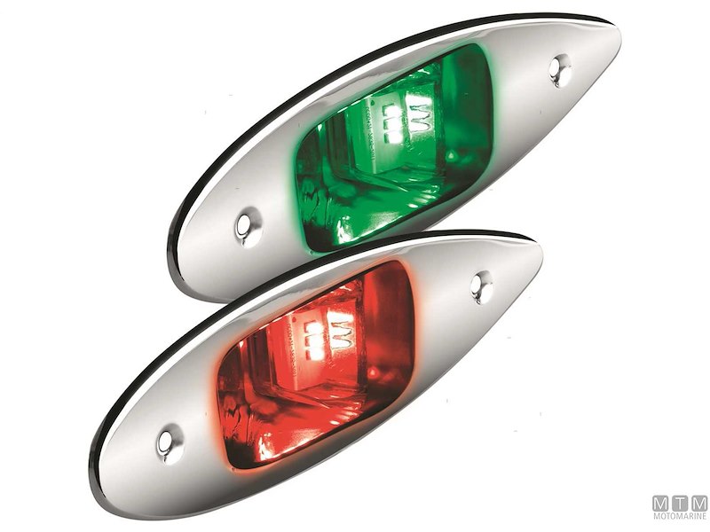 FANALI DI PRUA LED 12V INOX ROSSO/VERDE 