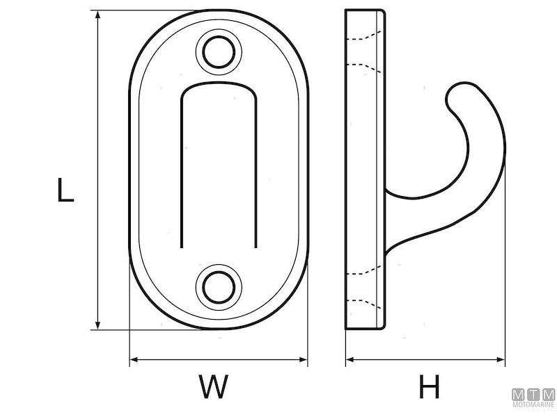 GANCETTO OVAL 19X39MM NERO 