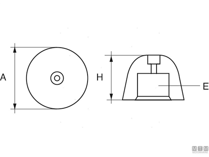 ANODO A OGIVA ESAGONALE PER BOW THRUSTER VETUS KGF 125 IN ZINCO 