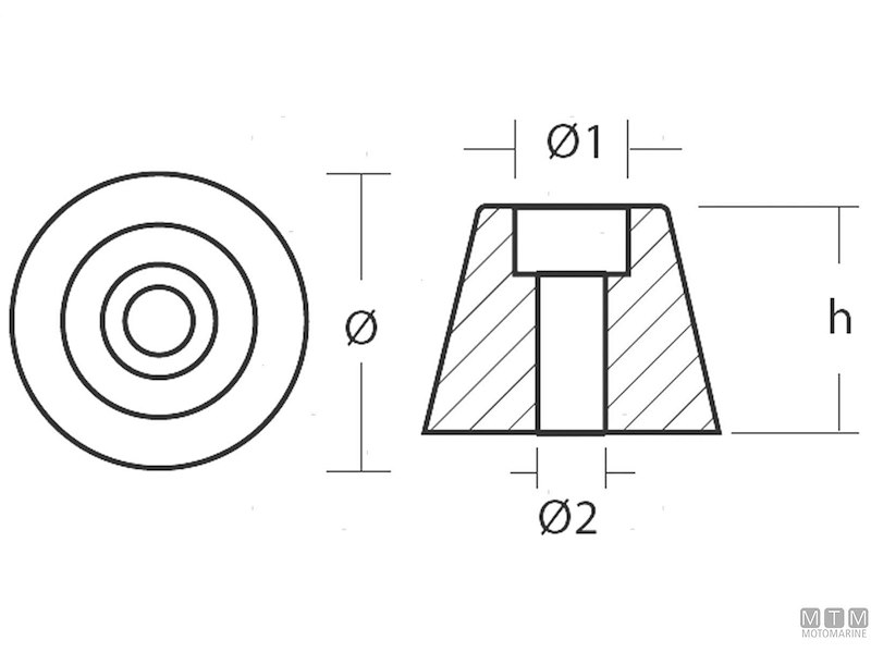 Anodo Ogiva per Bow Thruster Sleipner SidePower SP30-40
