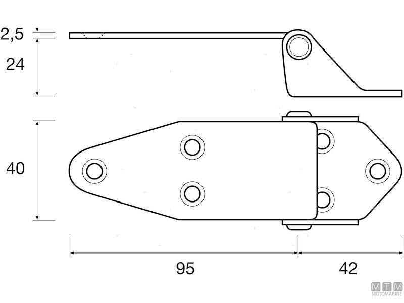 CERNIERA OFFSET BASSA 40X42/95MM INOX 