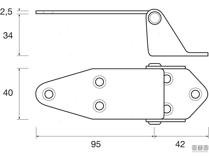 CERNIERA OFFSET ALTA 40X42/95MM INOX 