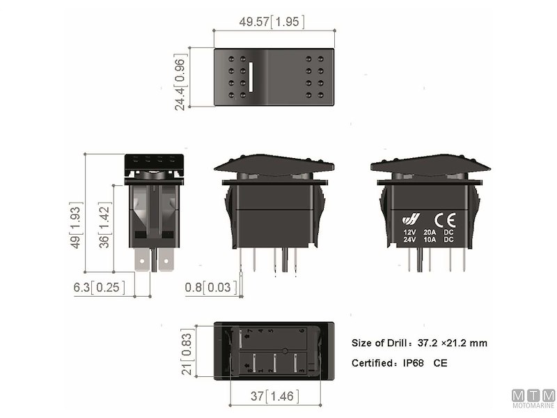 Interruttore Impermeabile IP68 White LED