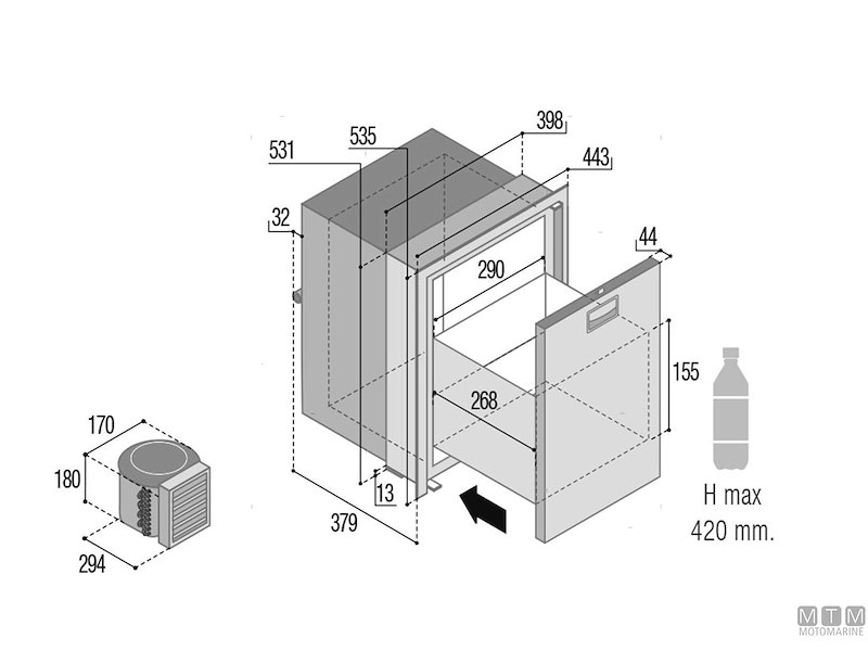 Frigoriferi Vitrifrigo Inox a Cassetto con Unità Refrigerante Esterna