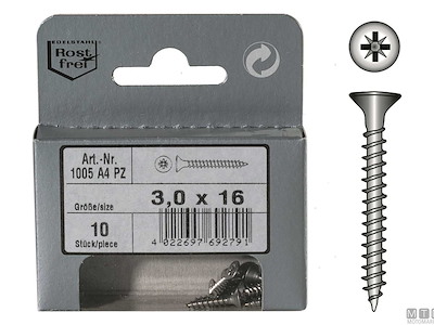 Viti per Pannelli Truciolari Testa Svasata Piana DIN 6112 Inox