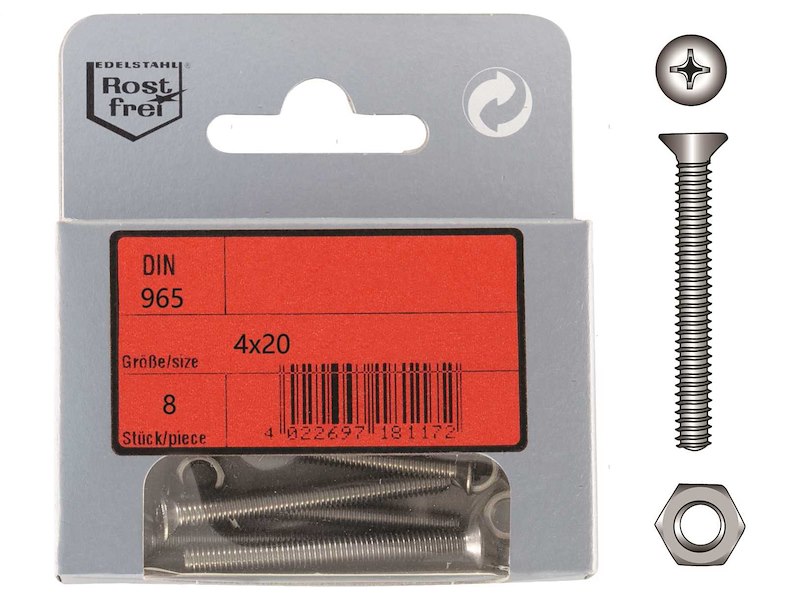 Viti Testa Svasata Piana DIN 965 + Dadi