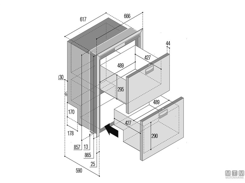 Frigoriferi Vitrifrigo DW180 OCX2 Combo Inox a Cassetto con Unità Refrigerante Interna