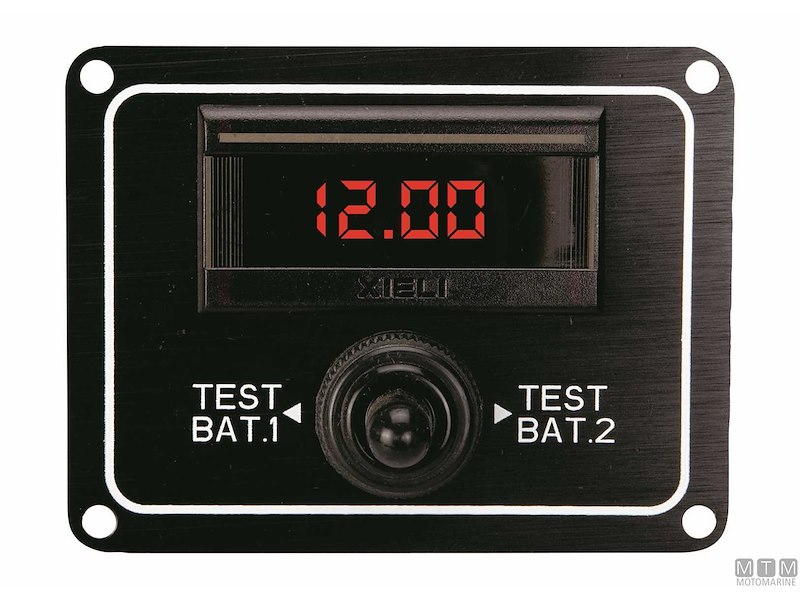 OSCULATI Pannello Tester Per 2 Batterie 12V, Interruttore Di Selezione, In Alluminio Anodizzato Nero, Dimensioni 64x83mm
