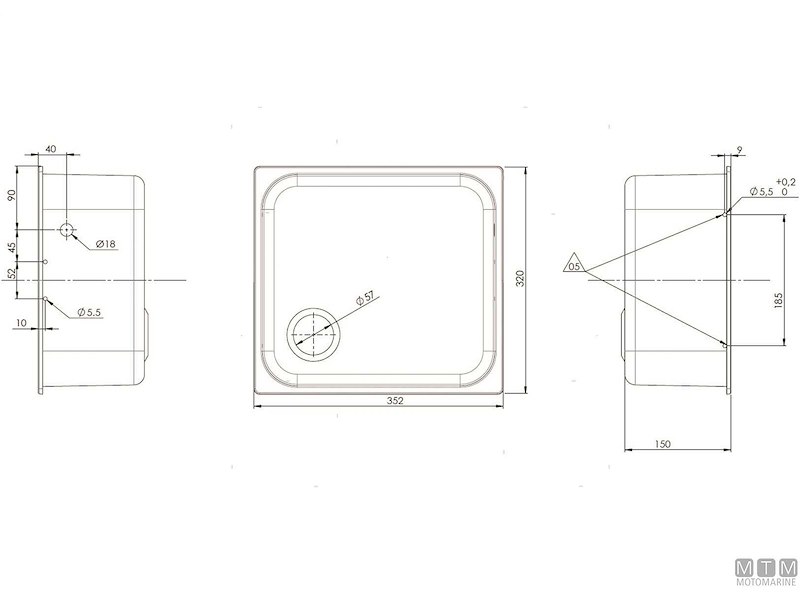 LAVELLO RETTANGOLARE 320X350MM INOX 18/8 CON COPERCHIO 