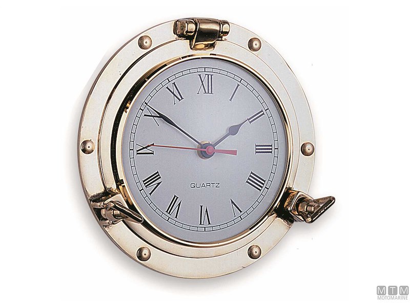 Barometro / Orologio su Oblo' in Ottone