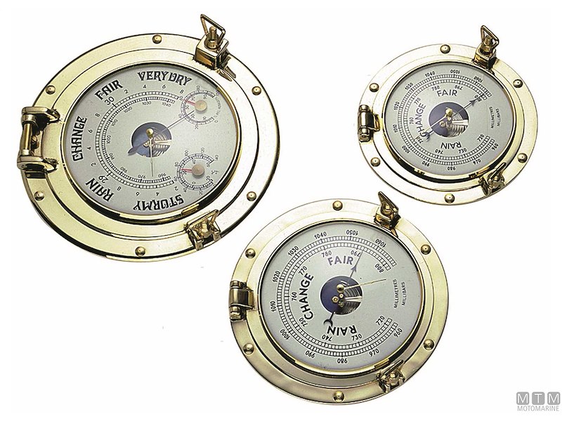 Barometro / Orologio su Oblo' in Ottone