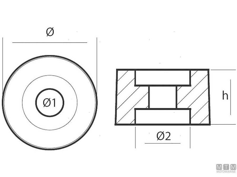 Anodo Rondella Cilindrico per Honda BF 75-130 HP