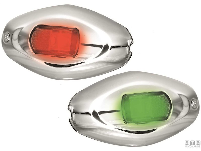 COPPIA FANALI DI PRUA ROSSO/VERDE LED ACCIAIO INOX