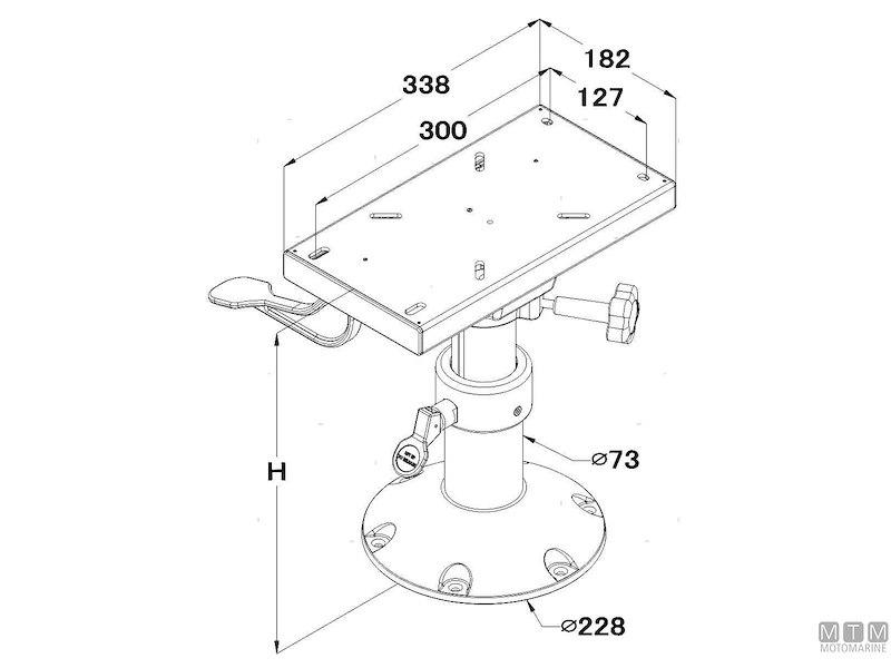 SUPPORTO SEDILE REGOLABILE MASTER H350/470MM IN ALLUMINIO