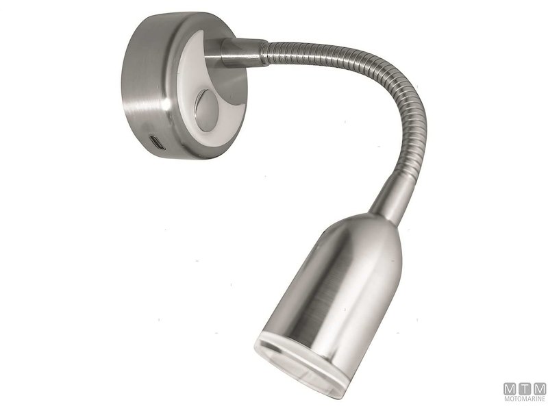 LUCE SPOT LED ORIENTABILE FLEX USB TOUCH ALLUMINIO SATINATO