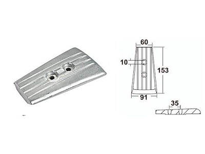 Anodo in alluminio per piede Volvo Penta SX/DPS