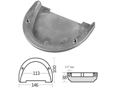 Anodo in alluminio per piedi  Volvo Sx
