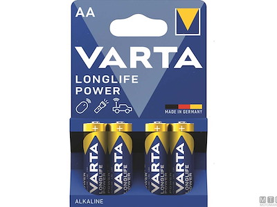 BATTERIE VARTA AA STILO ALCALINE LONGLIFE POWER CF4PZ