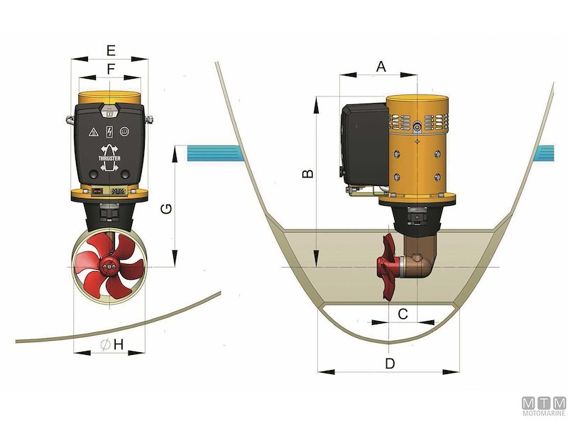KIT ELICA DI MANOVRA BOW PROPELLER VETUS 45KGF 12V CON BPJR